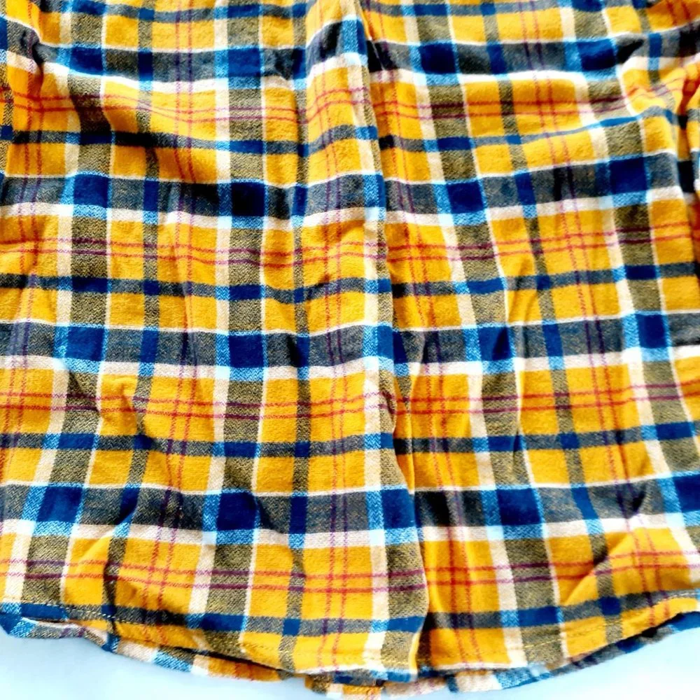 Sonoma Boys Shirt Flannel Yellow Plaid Button Down Size 10 New